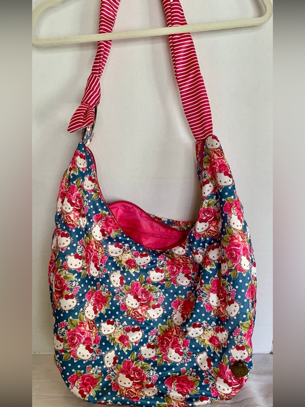 Y2K Hello Kitty Floral hobo Tote Bag in Blue and Pink